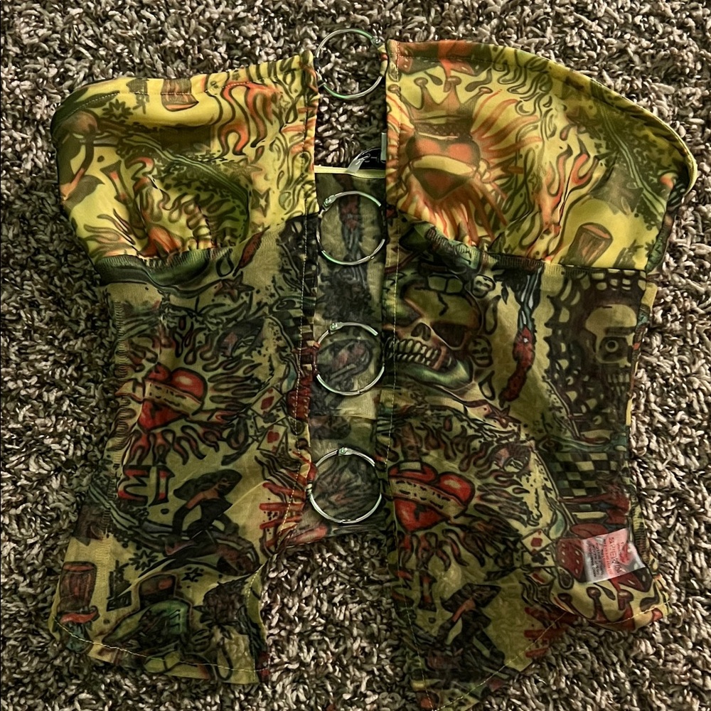 Fashion Nova Multicolor Graphic Corset